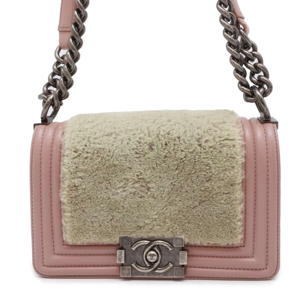 CHANEL Boy Chanel Fur Chain Shoulder Bag